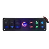 Car Switch Circuit Breaker with Voltmeter 6 Gang Rocker Switch 12V LED Panel Colorful Light