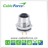 M12 4pin Female Panel Mount Connector Front Fastened PCB Connector