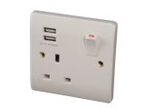 BS 1 Gang Switched USB Sockets with 2*1A USB Outlets Double Pole