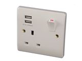 BS 1 Gang Switched USB Sockets with 2*1A USB Outlets Double Pole