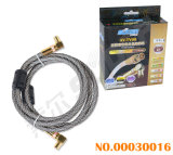 1.8m Double Loop Elbow to Elbow Golden Connector TV AV Cable (AV-TV08-1.8M-Gold-Double Loop-Elbow to Elbow-Color Box)