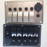 5 Gang Rocker Switch 12V Socket Voltmeter Panel+Voltmeter