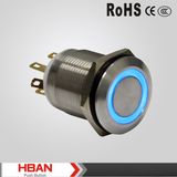 TUV UL 19mm Ring LED Colored Pin Terminal Illuminated Metal Push Button Switch