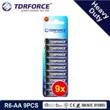 1.5V Heavy Duty Dry Battery with BSCI for Flashlight (R6-AA 9PCS)
