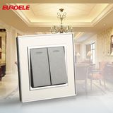 Brushed Stainless Steel Panel 2gang 1way Wall Switch