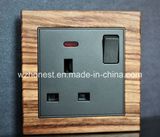 Square Button Leather Panel 13A Switched Socket