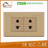 Golden 2 Pin Double Electric Wall Power Socket
