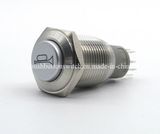 16mm Elevated Head Horn Symbol Red LED Push Button Switch