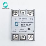 SSR-10AA 10A Input 90V to 250V AC Output 24V to 240V AC Single Phase SSR Relay Solid State Relay
