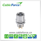 M8 Female 4pin Rear Mounting Panel Circular Connector for Material Handling with PCB Contacts