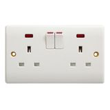 Double 13A 6 Pole 3 Falt-Pin Switch Socket with Light