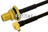 SMA Female Bulkhead to MMCX Plug Right Angle Semi-Flexible Precision Cable