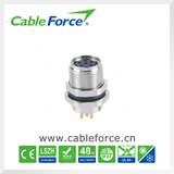 M8 6pin Female Panel Front Mounting Connector with PCB Contacts