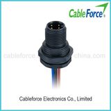 M12 4pin Male Front Fastened Panel Mount Circular Connector with Plastic Screw