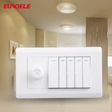 Paksitan Series PC White 5gang Switch +Dimmer Wall Switch