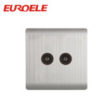 Stainless Steel 250V/10A Sliver Color Double TV Wall Socket