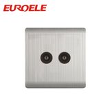 Stainless Steel 250V/10A Sliver Color Double TV Wall Socket