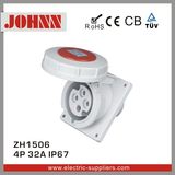 IP67 4p 32A Panel Mounted Socket for Industrial