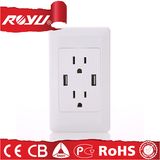 Multiple Power Electric 3 Plug Wall Socket with USB