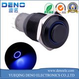 Metal Shell Latching Push Button Switch with Blue LED Ring for 16mm Hole