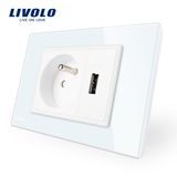 Livolo Two Gangs 16A French Socket & USB Socket Vl-C9cifr1u-11