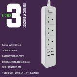 3 Outlets Surge Protector Power Strip with USB Ports