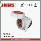 IP67 5p 63A Slopping Mounted Industrial Socket with Ce Certification