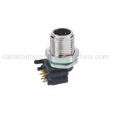 M12 8pin 2A/30V Male Right Angled PCB Contacts Circular Connector for Sensor and Actuator with CNC Screw