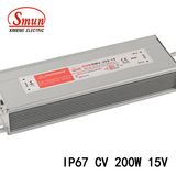 Smun 200W 15VDC 13.3A Waterproof IP67 Constant Voltage LED Driver