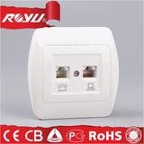 Wall 2 Gang Tel Socket Outlet, Rj11 TV Phone Outlet