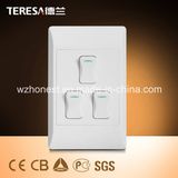 South Africa Standard 3 Gang 1 Way or 2 Way Wall Switch Vertical 3 Gang Switch