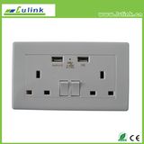 British Standard Wall Switch/Switch Socket, UK Type Dual USB Wall Socket Charging