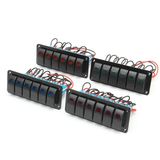 6 Gang Double LED Light Fog Work Spot Rocker Switch Panel for Car RV Marine Boat