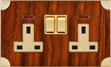 UK Double 13A Square-Pinned Switched Socket Outlet with Neon (N6)