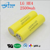 Lithium Ion Battery Lgdbhe4 18650 3.7V2500mAh Electronic Cigarette, Flashlight, Mobile Power, Scanner, Credit Card POS Machines, Power Tools Drill Planer,