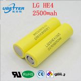 Lithium Ion Battery Lgdbhe4 18650 3.7V2500mAh Electronic Cigarette, Flashlight, Mobile Power, Scanner, Credit Card POS Machines, Power Tools Drill Planer,