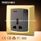 1 Gang Multi Function 3 Pin Plug Universal Plug 13A Switched Socket with Acrylic Black Panel