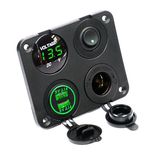4 in 1 Dual USB Charger Volt 12V Power Outlet on-off Toggle Switch Green