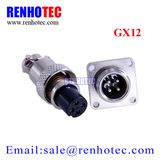 Gx12 4 Pin Aviation Connector Circular Electronic Connector with 4 Hole Flange