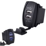 12V 3.1A Motorcycle Car Dual USB Port Charger Socket Plug Power