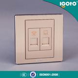 British Standard Brushed Aluminum and PC Material 1gang Tel Sokcet 1gang Data Socket
