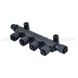M12 5pin 4way T-Adapter, Male Split to Female*5 Waterproof T-Connector with Plastic Screw