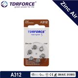 1.4V A312 0.00% Mercury Zinc Air Coin Cell for Hearing Aid with Ce Approved