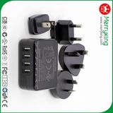 High Quality Interchangeable USB Travel Charger 5V 4 USB Multi Port USB Charger Us UK AC Kc EU