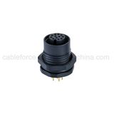 M12 1.5A/30V Female Panel Connector 12pin Front Fastened Plastic Screw Connector