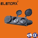 EU Industrial 3 Outlet Rubber French Power Socket (P6310F)