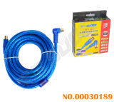 Transparent Blue Wire 5m Elbow to Straight TV AV Cable with Double Loop Special for CATV (AV-TV03-5M-Blue-Double Loop-Color Box)