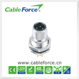 M12 4pin Connector Male Panel Front Mounting Circular Connector