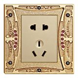 2 Powerpoint Diamond Gold Plated Finish Brass Wall Socket