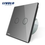 Livolo Toughened Glass 2gangs 1way Wall Light Touch Switch Vl-C702-15
